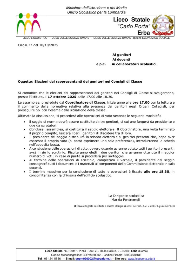 Elezioni dei rappresentanti dei genitori nei Consigli di Classe